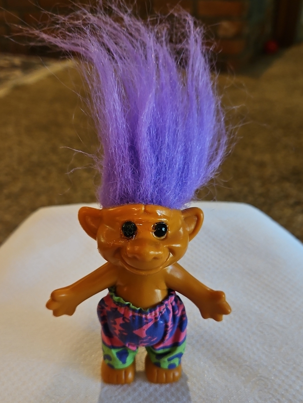 Purple-Haired Kids Troll Toy with Colorful Shorts 1991